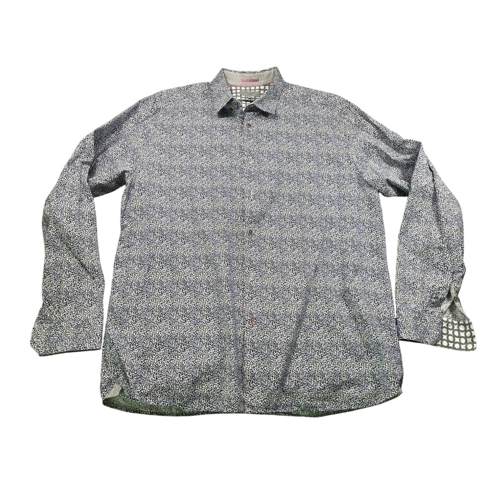 Ted Baker London Mens Size 6 Large 100% Cotton Leaf Print Button Front Shirt